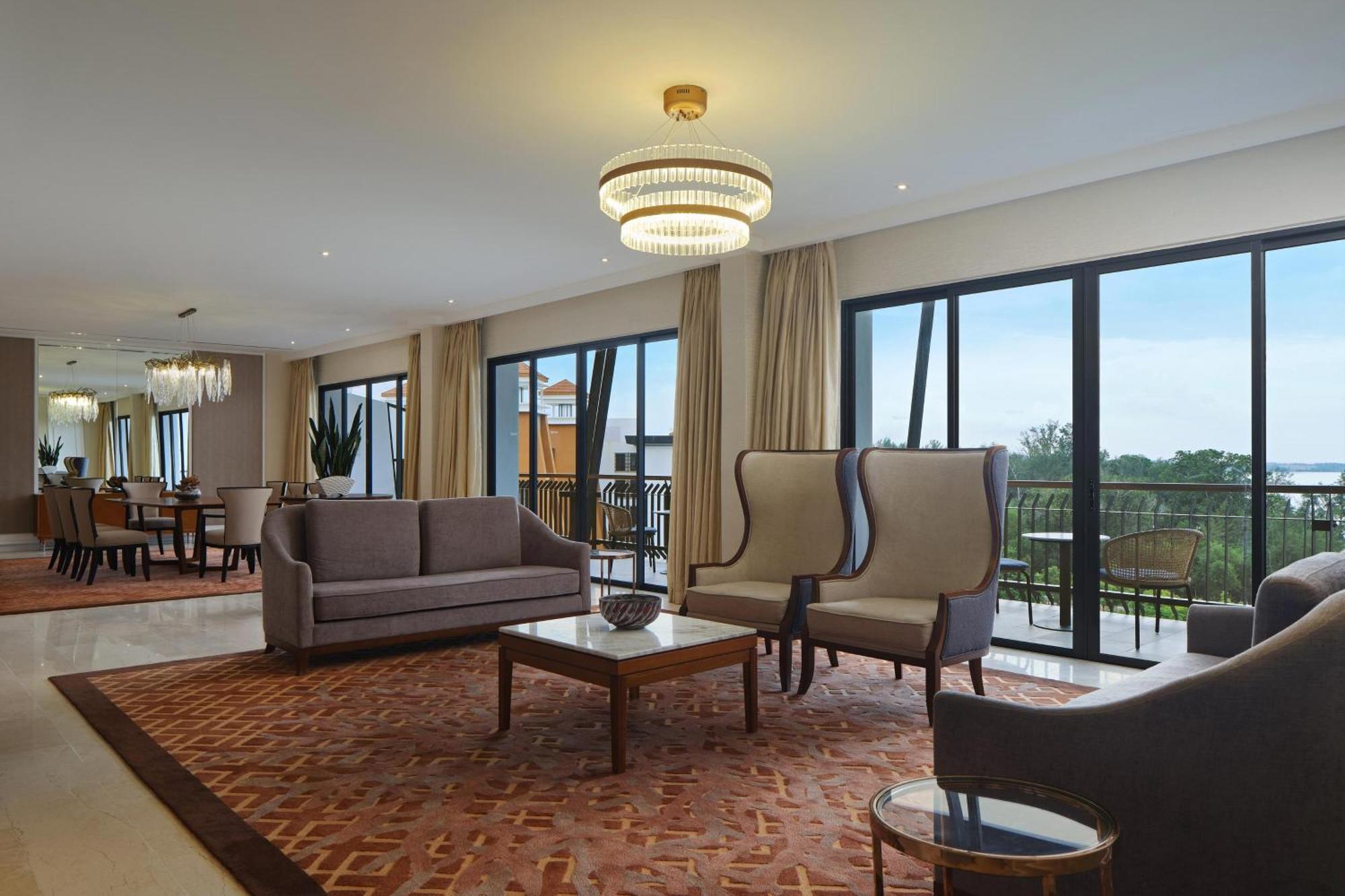 The Westin Desaru Coast Resort Kültér fotó A living room in a suite at the Westin Kuala Lumpur